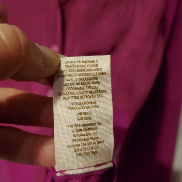 Free People Fushia Sheer Half & Half Blouse - Picture 7 of 8